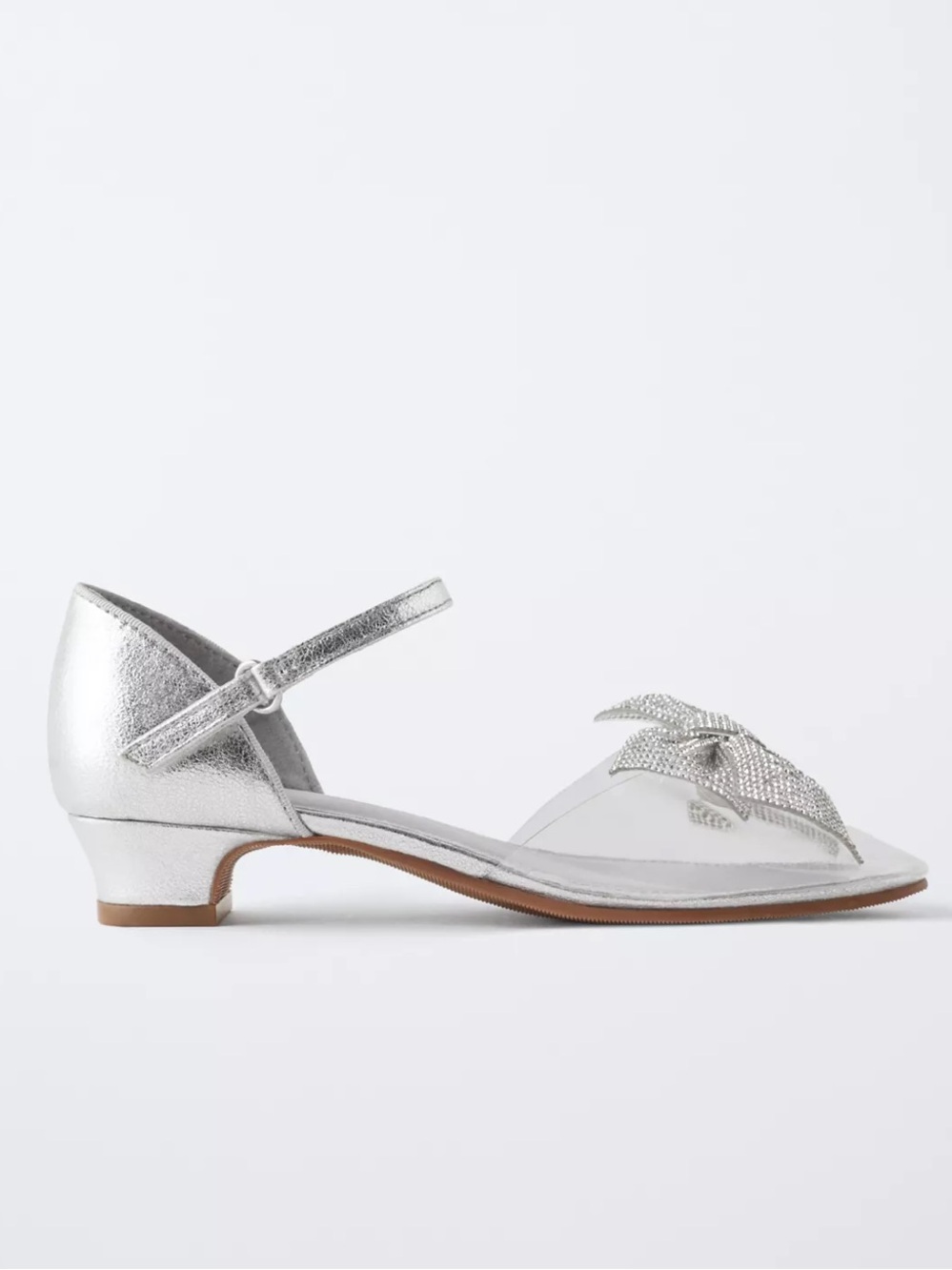 Zara Silver Sparkle Bow Heel Sandals